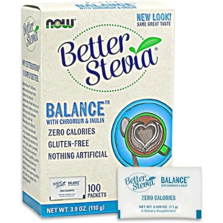 NOW Better Stevia Balance with Inulin and Chromium 100 Sachets