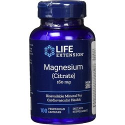 Life Extension Magnesium Citrate Vitamins and Supplements 100mg 100 Vegetarian Capsules