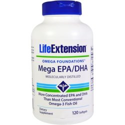 Life Extension Mega EPA/DHA 600mg 120 Capsules - Pack of 2