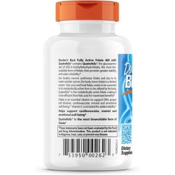 Doctor's Best Fully Active Folate with Quatrefolic Non-GMO Vegan Gluten-Free 400mcg Veggie Caps 90 Count
