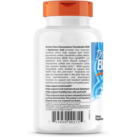 Doctor's Best Glucosamine Chondroitin MSM Hyaluronic Acid with OptiMSM Featuring Biocell Collagen Joint Support 150