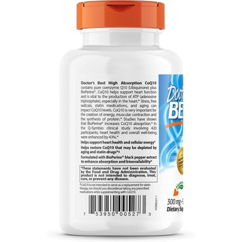 Doctor's Best High Absorption CoQ10 with BioPerine Vegetarian Gluten Free 300mg 90 Veggie Softgels