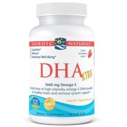 Nordic Naturals DHA Xtra 1660mg Omega-3 60 Soft Capsules with Strawberry