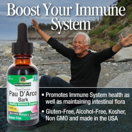 Nature's Answer PAU D'Arco Inner Bark Supports Immune System Helps Maintain Intestinal Flora Alcohol-Free Gluten-Free
