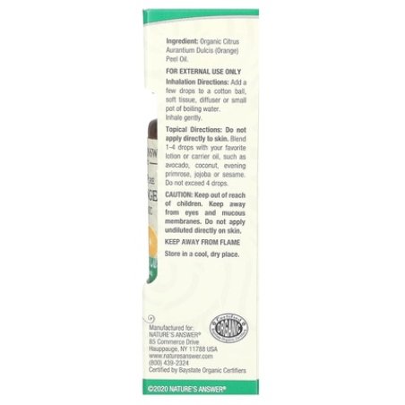 Nature's Answer USDA Organic Orange Essential Oil 100% Pure Natural