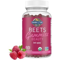 Garden of Life Organic Beet Root Gummies with Antioxidants, Vitamin C, Biotin & B12 for Hair, Skin & Nails - Raspberry