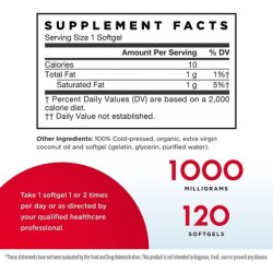 Jarrow Extra Virgin Coconut Oil 1000mg Softgels 120 Count