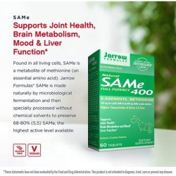 Jarrow Formulas Same 400mg 60 Tablets - Supports Joint Health, Liver Function, Brain Metabolism, Mood & Antioxidant