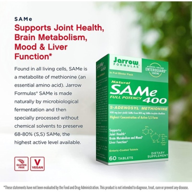 Jarrow Formulas Same 400mg 60 Tablets - Supports Joint Health, Liver Function, Brain Metabolism, Mood & Antioxidant