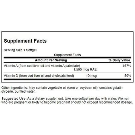 Swanson Vitamin A & D for Skin, Eye, and Immune System Health 250 Softgels