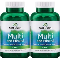 Swanson Daily Multivitamin Multimineral Health Supplement for Men and Women 100 Capsules - Pack of 2