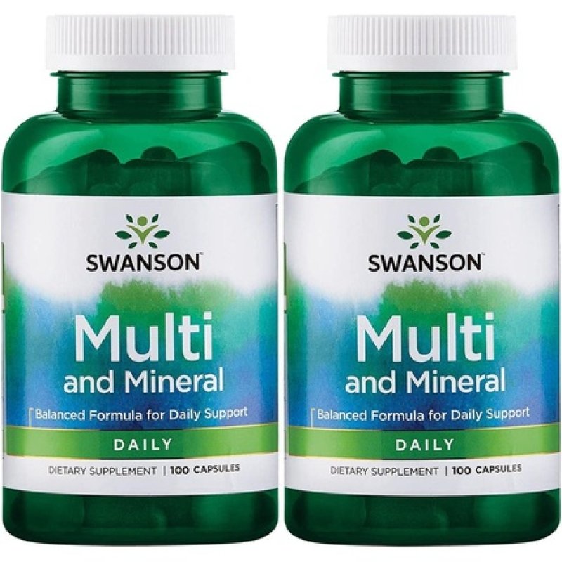 Swanson Daily Multivitamin Multimineral Health Supplement for Men and Women 100 Capsules - Pack of 2
