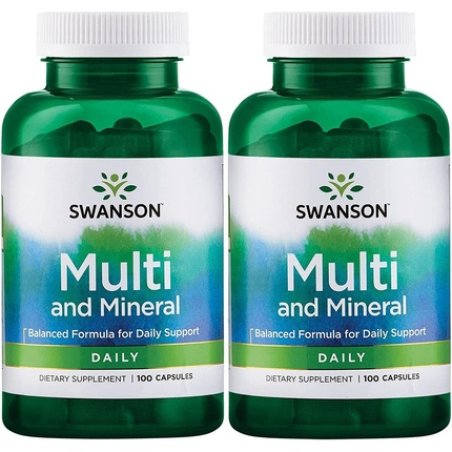 Swanson Daily Multivitamin Multimineral Health Supplement for Men and Women 100 Capsules - Pack of 2