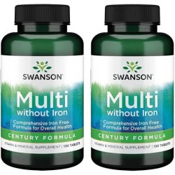 Swanson Century Formula Multivitamin Without Iron 130 Tablets - Pack of 2