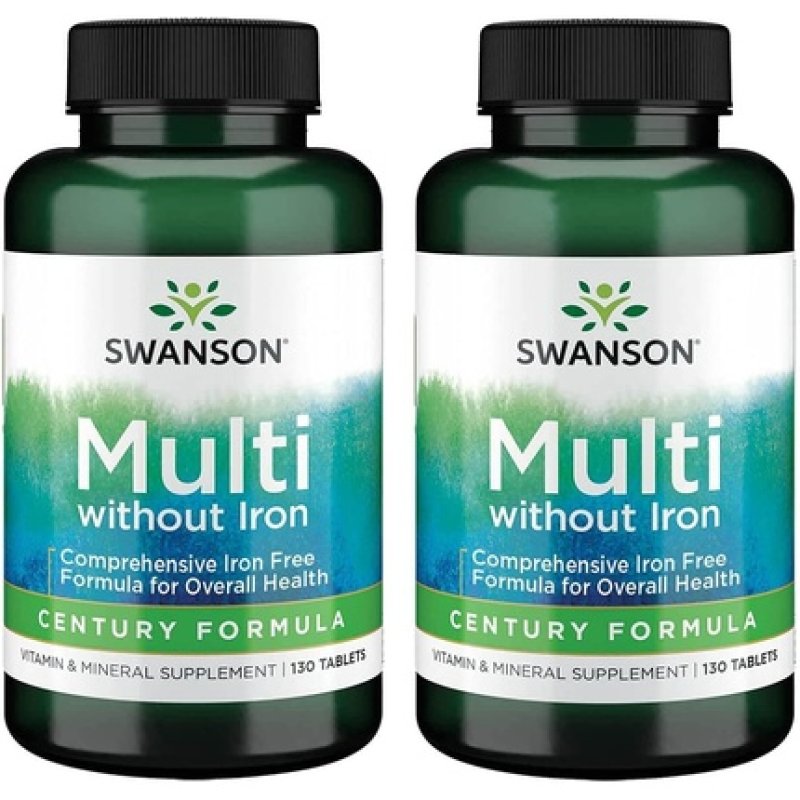 Swanson Century Formula Multivitamin Without Iron 130 Tablets - Pack of 2