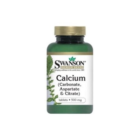 Swanson Calcium Carbonate, Aspartate & Citrate Healthy Bones 500mg 100 Tablets