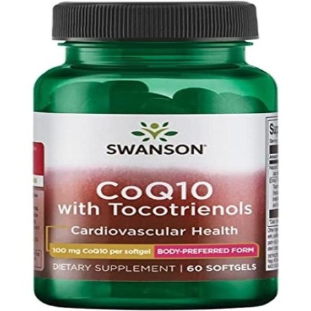 Swanson CoQ10 100mg with Full Spectrum Tocotrienols 10mg 60 Softgels