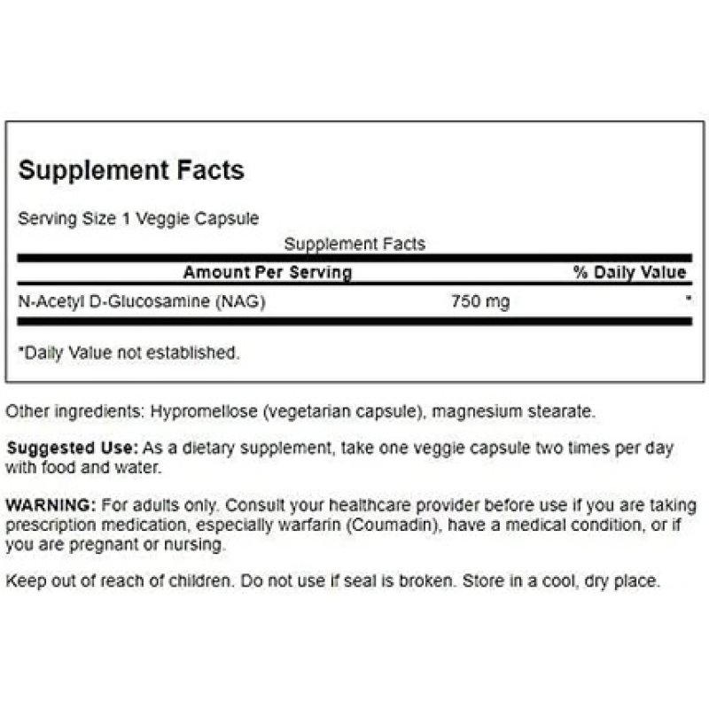 Swanson N-Acetyl D-Glucosamine 750mg 60 Veg Caps