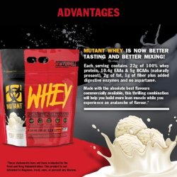 Mutant Whey 100% Whey Protein Powder Gourmet Taste 22g of Protein 10.4g EAAs 5g BCAAs Fast Absorbing Easy Digesting