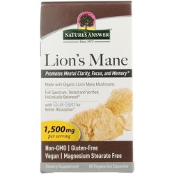 Lion's Mane Mushroom Powder Capsules 1500mg 90ct - Powerful Nootropic for Brain Health