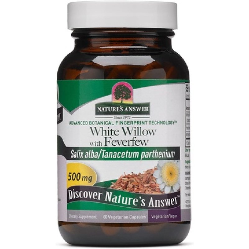 Nature's Answer White Willow with Feverfew 500mg 60 Capsules