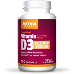 Jarrow Formulas Vitamin D3 2500 IU Softgels Bone Health Immune Function & Calcium Metabolism Support 100 Count