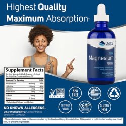 Trace Minerals Liquid Ionic Magnesium Supplement 4Fl Oz Low Sodium Dietary Supplement Ultra-Concentrated 400mg Magnesium