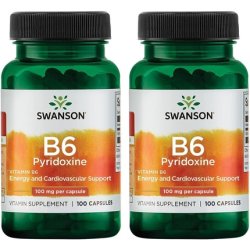 Swanson Vitamin B-6 Pyridoxine Cardio Health Support Energy Metabolism 100mg 100 Capsules