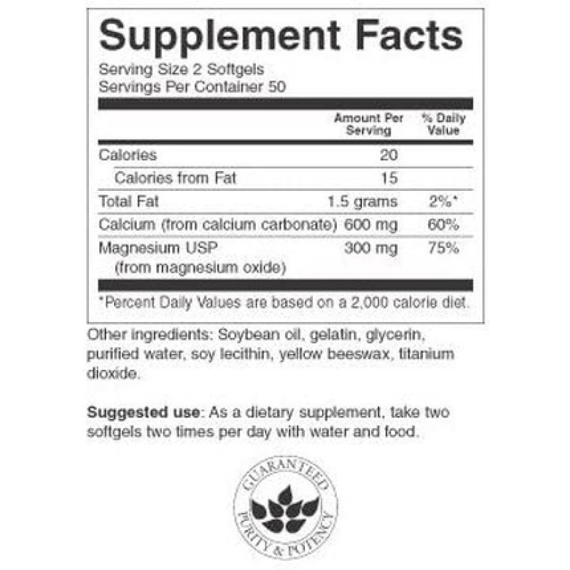 Liquid Calcium Magnesium 100 Softgel Capsules 300/150mg