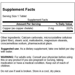 Swanson Copper Antioxidant Immune System Red Blood Cell Support Mineral Supplement 2mg 300 Tablets
