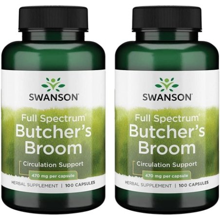 Swanson Butcher's Broom 470mg Herbal Supplement 100 Capsules