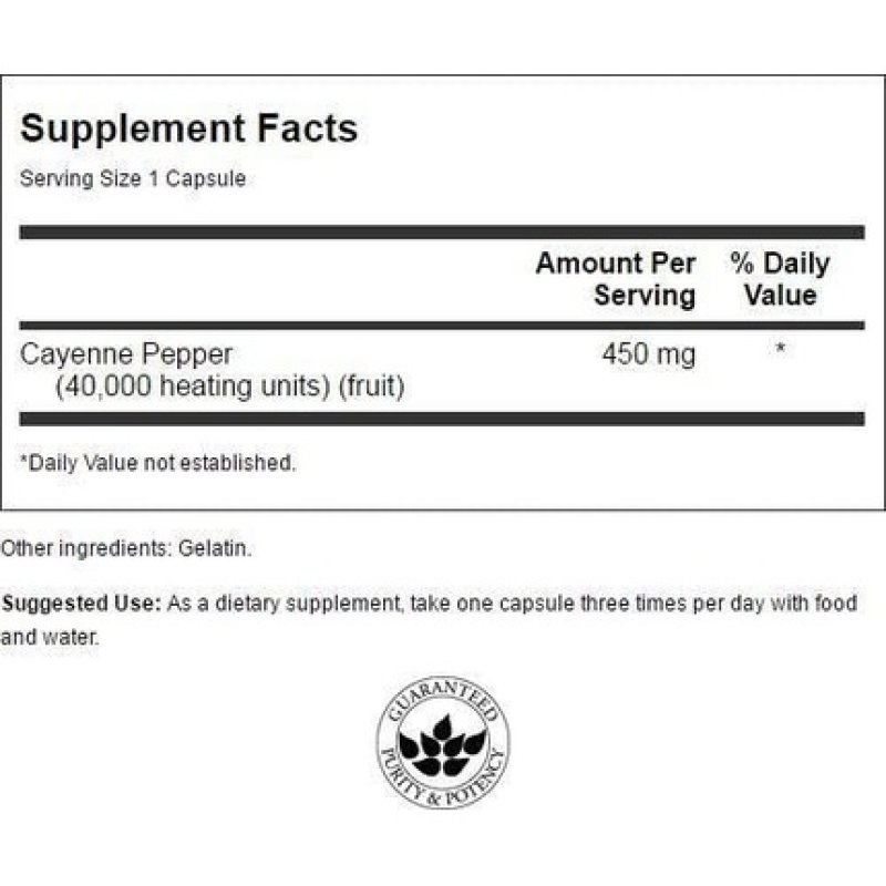 Swanson Cayenne Herbal Supplement Promoting Digestion Circulation & Metabolism Support 300 Capsules 450mg