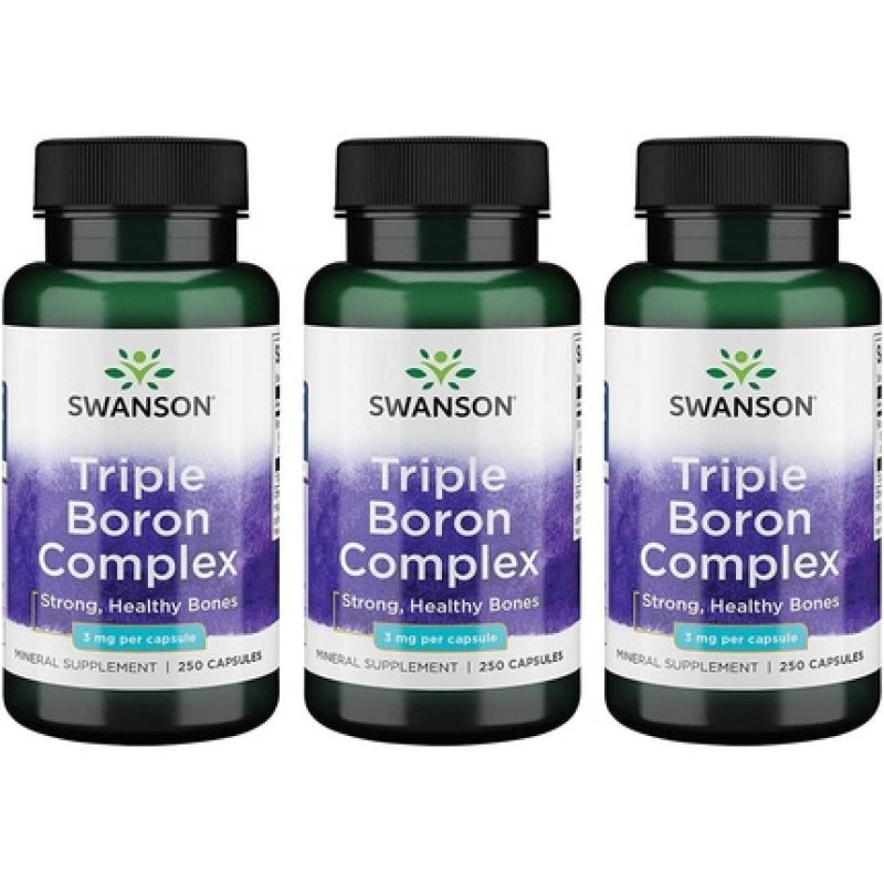 Swanson Triple Boron Complex Natural Bone Health & Joint Support Mineral Supplement 250 Capsules - Pack of 3