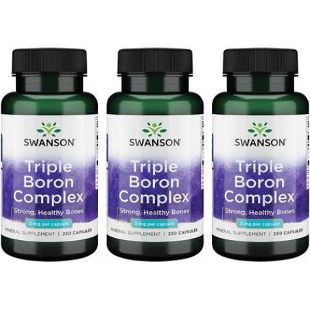 Swanson Triple Boron Complex Natural Bone Health & Joint Support Mineral Supplement 250 Capsules - Pack of 3