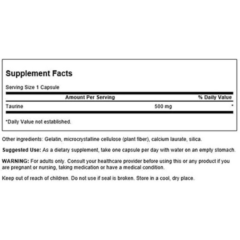 Swanson Amino Acid Taurine 500mg 100 Capsules