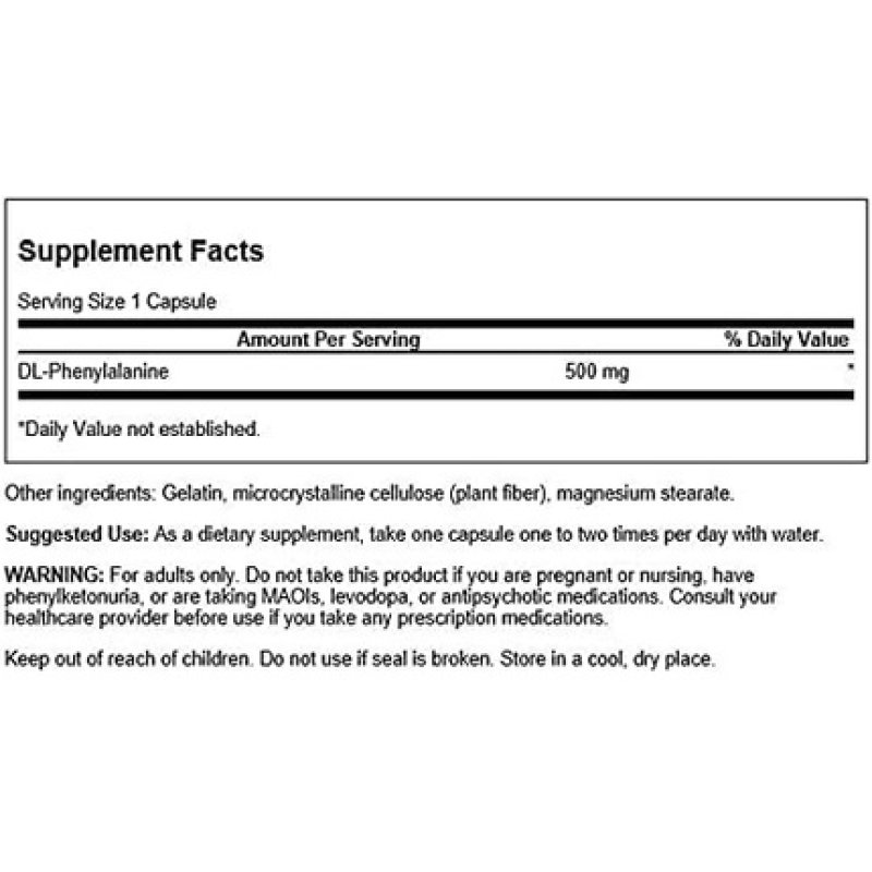 Swanson Amino Acid DL-Phenylalanine 500mg 100 Capsules