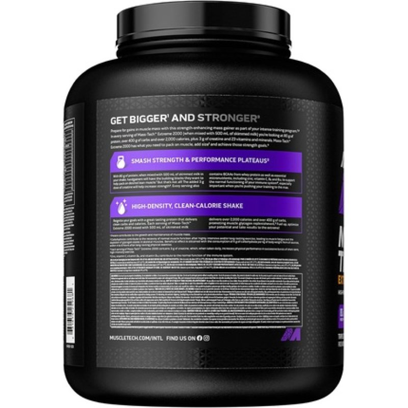 MuscleTech MassTech Extreme Protein Powder Weight & Muscle Mass Gainer with Creatine 80g Protein 2,274 Calories 2.72kg