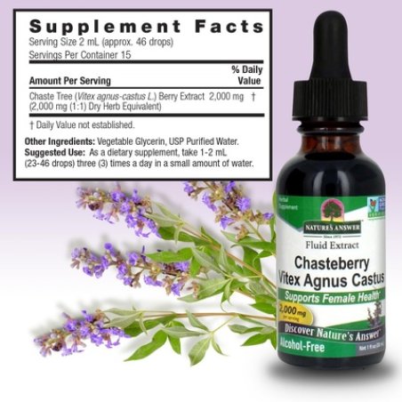 Nature's Answer Alcohol-Free Vitex Berry 1 Fluid Ounce - Promotes Hormonal Balance