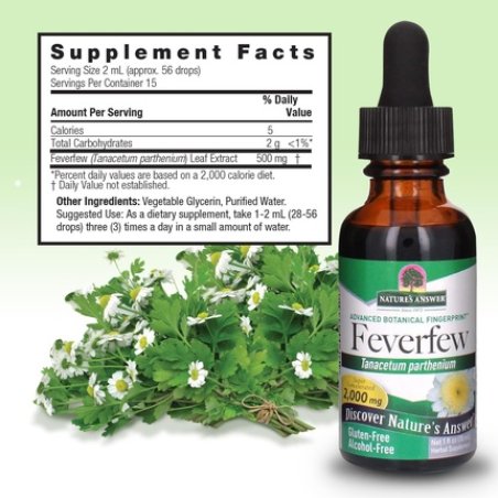 Nature's Answer Alcohol-Free Feverfew 2000mg 1oz Extract Promotes Overall Health