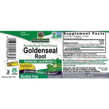 Nature's Answer Alcohol-Free Golden Seal Root 1oz Extract Natural Immune Booster Promotes Lung Health
