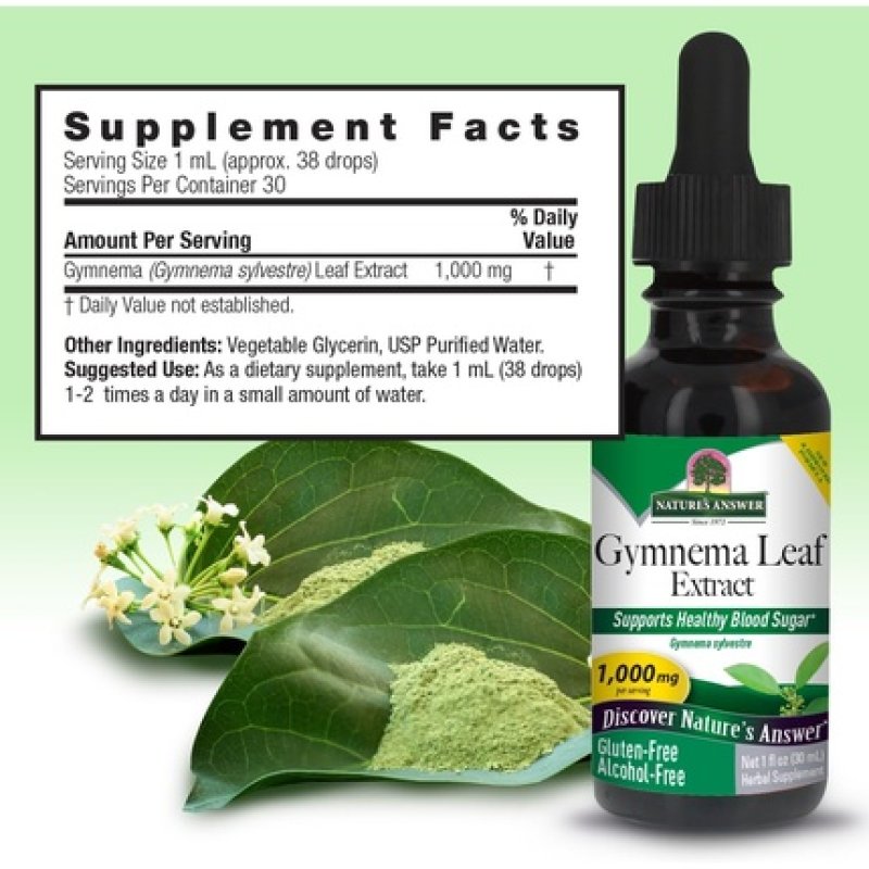 Nature's Answer Alcohol-Free Gymnema Leaf Extract 1oz Gluten-Free Non-GMO