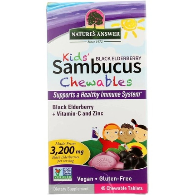 Nature's Answer Kids Sambucus Chewables Black Elderberry with Vitamin C and Zinc