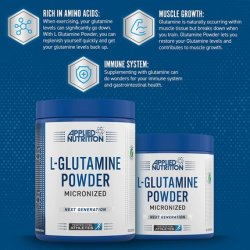 Applied Nutrition L Glutamine Powder Amino Acid Muscle Strength & Recovery Boosts Immune System Unflavoured 500g - 100