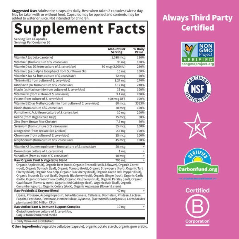 Garden of Life 0658010113670 vitamine et multivitamine Multivitamines