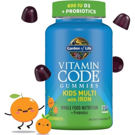 Garden of Life Kids Multivitamin Gummy with Iron and Probiotics for Immune Health