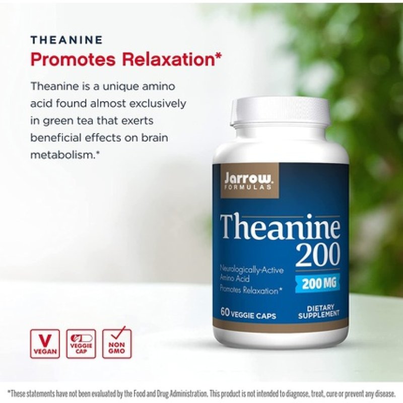 Jarrow Formulas Theanine 200mg Neurologically Active Amino Acid 60 Count