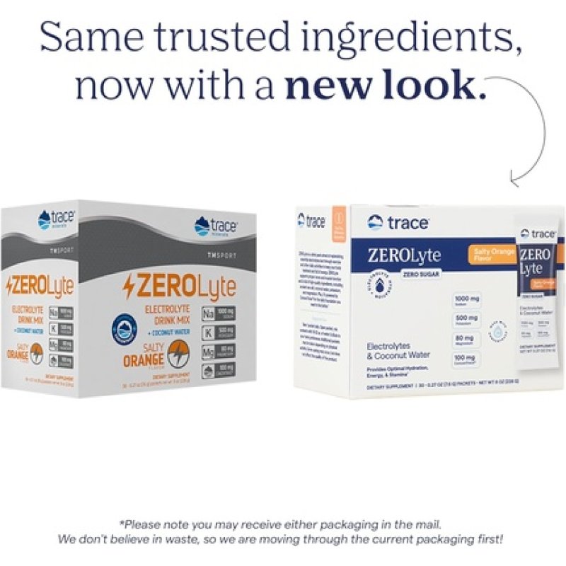 Trace Minerals Zerolyte Salty Orange Sugar Free Electrolyte Powder Drink Mix