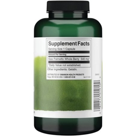 Swanson Saw Palmetto Herbal Supplement Promoting Male Prostate Health Support 250 Capsules 540mg