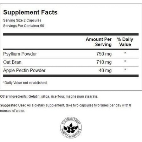 Swanson Tri-Fiber Complex Digestive Health Supplement with Psyllium, Oat Bran, & Apple Pectin 100 Capsules