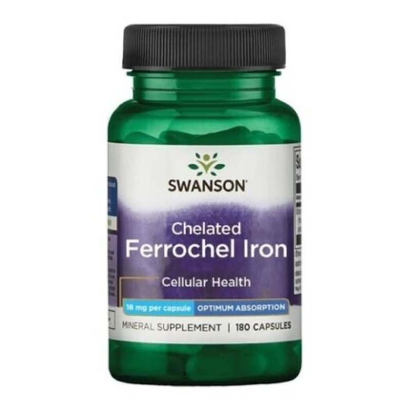 Swanson Chelated Ferrochel Iron 180 Capsules for Cell Health